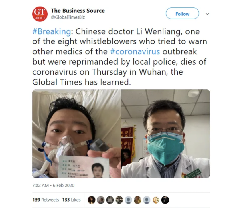 Chinese Doctor Li Wenliang